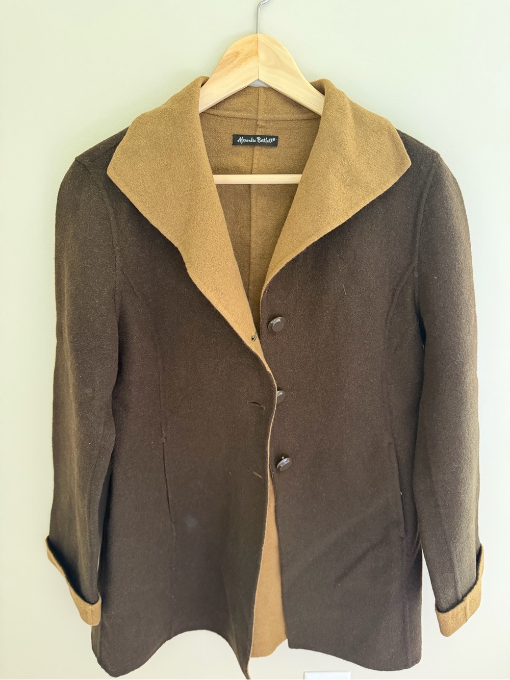 Alexandra Bartlett Brown and Tan Wool Coat